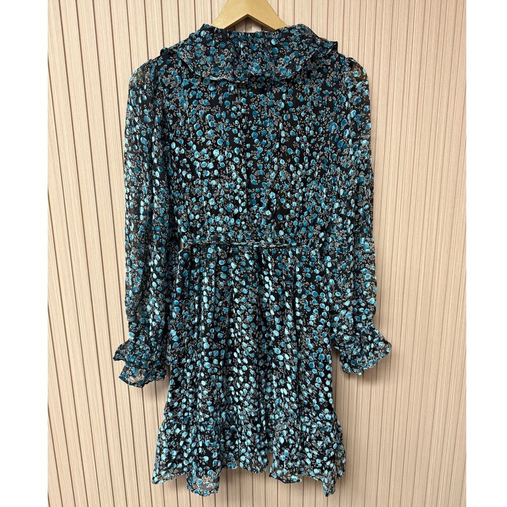 Vici Ruched Ruffle Long Sleeve Mini Dress Medium - Picture 2 of 13